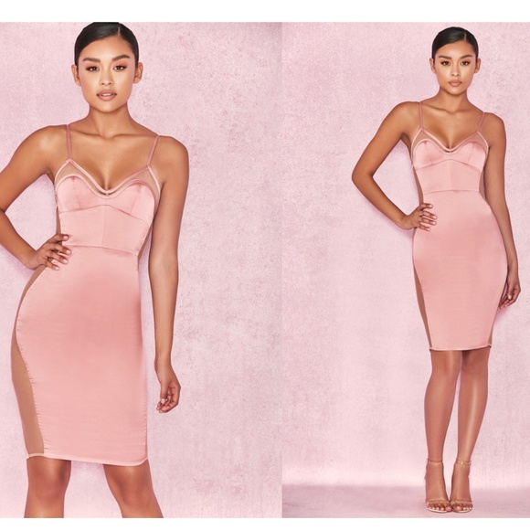 House of CB Dresses & Skirts - House Of CB, 'Antares' Dusty Pink Satin Bralet Dress, Size XS